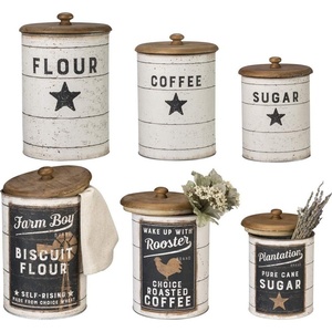 image:imagePrimitives by Kathy 39060 Farmhouse Tin Canisters SugarCoffeeFlour