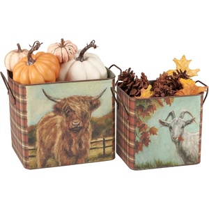 image:imagePrimitives by Kathy Decorative Bin Set  Fall Farm Friends