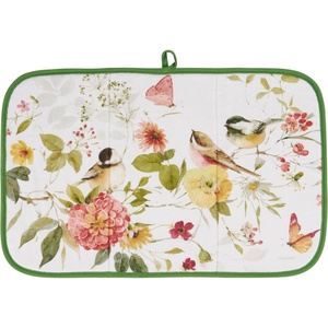 image:imagePrimitives by Kathy Decorative Kitchen Drying Mat Full Color Design ultraabsorbent displaying a vibrant design of chickadeesspring flowerswatercolor stylespringthemeddish padkitchen accessory