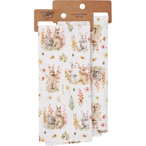 image:imagePrimitives by Kathy Flower Bunny Spring Kitchen Towel Dish Towel Absorbent Terrycloth Back Layer Easter amp Spring Collection