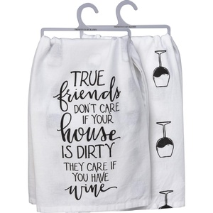 image:imagePrimitives by Kathy Funny Kitchen Towel for Wine Lovers AllOver Print Hand Illustrated Design Machine Washable 28 by 28 Inches Unfolded Black and White Kitchen Towel Funny Wine Gifts