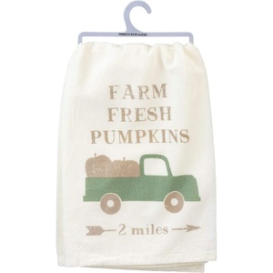 image:imagePrimitives by Kathy HandLettered FallInspired Dish Towel 28 x 28Inch Harvest BlessingsFarm Fresh Pumpkins