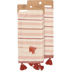image:imagePrimitives by Kathy Highland Cow Striped Kitchen Towel