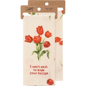 image:imagePrimitives by Kathy I Cant Wait to Kiss Your Tulips Decorative Kitchen Towel