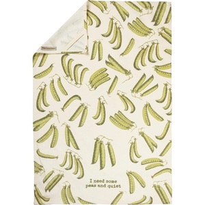 image:imagePrimitives by Kathy I Need Some Peas And Quiet Kitchen Towel Large 18x28inch Absorbent CottonLinen Blend Dish Towel with Funny Vegetable Pun Decor
