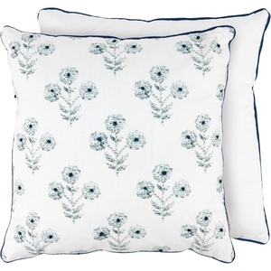 image:imagePrimitives by Kathy Indigo Floral Pillow Removable Zipper Cover Chinoiserie Inspired Pattern Embroidered Blue Florals FloralThemed Everyday Home Accent for HomeOffice Dorm Gift