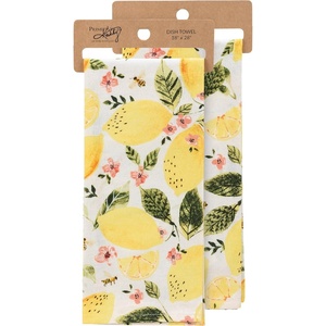 image:imagePrimitives by Kathy Lemon Kitchen Towel AllOver Print Hand Painted Art Machine Washable 18 by 28 Inches Unfolded Lemon Kitchen Dcor