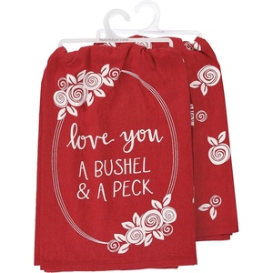 image:imagePrimitives by Kathy Love You A Bushel amp A Peck Kitchen Towel Hand Illustrated Design Machine Washable 28 by 28 Inches Unfolded Gifts for Valentines Day Seasonal Kitchen Dcor Red Cotton