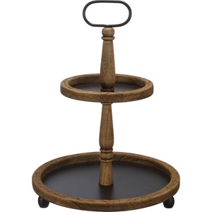 image:imagePrimitives by Kathy Tiered Serving Tray  Two Tiered Round Dark