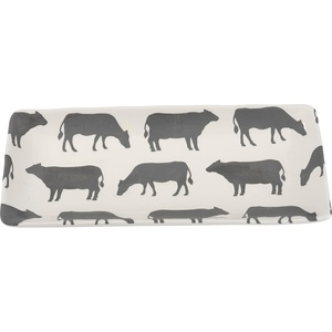 image:imagePrimitives by Kathy White Rectangular Cow Print Design Stoneware Serving Platter 95 Inch x 45 Inch