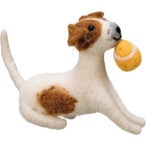 image:imagePrimitives By Kathy Collectible Felt Critter 4inch Playful Dog with Tennis Ball  Dog Lover amp Vet Appreciation Gift  Tiered Tray Shelf Sitter or Window Display