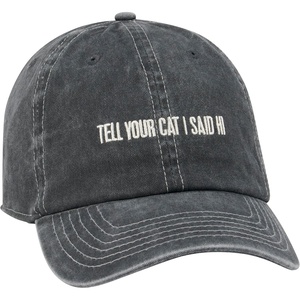 image:imagePrimitives by Kathy Baseball Cap Tell Your Cat I Said Hi Stonewashed Black Unisex Adjustable fit Metal Buckle