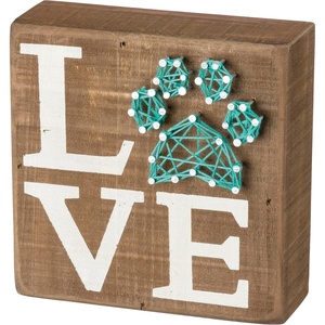 image:imagePrimitives by Kathy Box Sign  Pet Love with String Art Paw Print  5 inch square