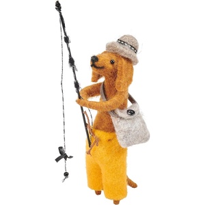 image:imagePrimitives by Kathy Collectible Critter 675inch Fishing Dog Happy Dachshund Holding Fishing Rod amp Gear Bag  Tiered Tray Shelf or Tablescape for Fisherman amp Pet Themed Decor