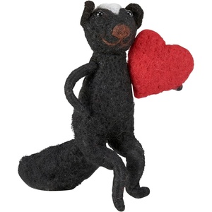 image:imagePrimitives by Kathy Collectible Felt Critter 45inch Stinkin Cute Skunk Holding red Heart  Anniversary or Valentines Day Attach to Gift Box or Display with Our Other Collectible Critters