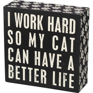 image:imagePrimitives by Kathy Paw Print Trimmed Box SignWood Paper 5 Square Cat Better Life