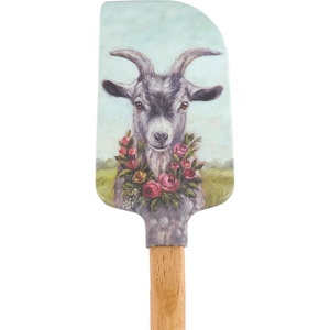 image:imagePrimitives by Kathy doublesided silicone novelty cooking spatula Floral GoatEasterSpring Collectioncharming farm goat wearing a spring florals wreath replicated from original artwork