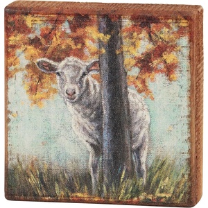 image:imagePrimitives by Kathy Fall Sheep Home Dcor Block Sign