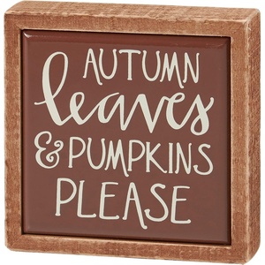 image:imagePrimitives by Kathy Home Dcor Box Sign Mini  Autumn Leaves amp Pumpkins Please