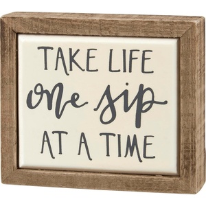 image:imagePrimitives by Kathy Home Dcor Inset Box Sign Box Sign Mini  One Sip Hand Illustrated Design