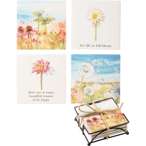 image:imagePrimitives by Kathy There are So Many Beautiful Reasons to Be Happy Live Life in Full Bloom Coaster Set