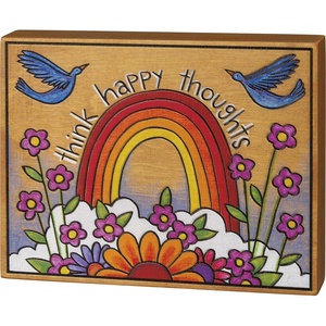image:imagePrimitives by Kathy Think Happy Thoughts Block Sign 7 x 550 x 1