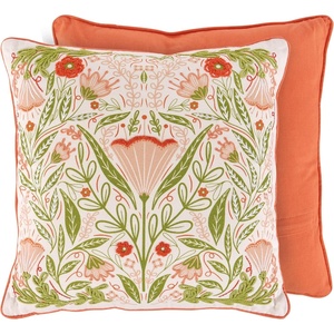 image:imagePrimitives by Kathy Blossom Folk Art Pillow Folk Art Inspired Pink Blossom PatternEmbroidered DetailsZipper CoverFloral ThemeHome AccentCouchSofaOfficeBedroomGift