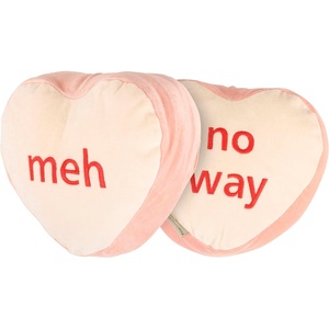 image:imagePrimitives by Kathy Decorative Velvet Pillow are You Anti Valentine This is for You Candy Heart Shape with Sassy LoveThemed sentiments Meh on one Side and No Way Other Side