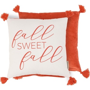 image:imagePrimitives by Kathy Fall Sweet Fall Pillow Embroidered Sentiment with Fall Plaid DesignFall Orange  White