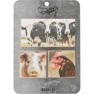 image:imagePrimitives by Kathy Farm Friends Magnet Set4 x 2  2 x 2  Backer Card 5 x 7