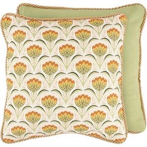 image:imagePrimitives by Kathy Nouveau Throw Pillow Floral Design Gold Metallic Threading 15x15 with Removable Zipper Cover FloralThemed Home Accent Pillow adds Vintage Style Charm to Any Room