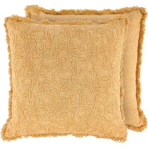 image:imagePrimitives by Kathy Vintage Floral Rust Orange Pillow Removable Zipper Cover Embossed Floral Pattern on Textured FabricFringe Trim Everyday Style for Home Office Foyer Dorm