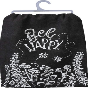 image:imagePrimitives by Kathy Bee Happy Dish Towel 28 x 28 Black White