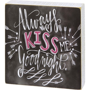image:imagePrimitives by Kathy 22283 Chalk Box Sign 5 x 35 Love You MoreAlways Kiss Me