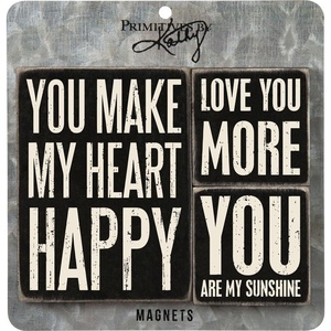 image:imagePrimitives by Kathy 27498 Wooden Magnet Set You Make My Heart Happy
