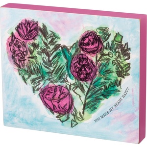 image:imagePrimitives by Kathy Friendship Heart Gallery Block Sign 7 x 6 You Make My Heart Happy 105240