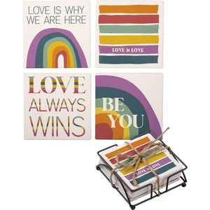 image:imagePrimitives by Kathy Love is Love Be You Love is Why We are Here Love Always Wins Coaster Set