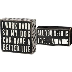 image:imagePrimitives by Kathy 21490 Pawprint Trimmed Box SignWood Paper 5 Square and Pet Home Dcor Sign 5 x 250 Neutral