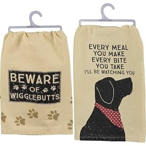 image:imagePrimitives by Kathy 28x28 Dog Design Dish Towel Set and Decorative Kitchen Towel