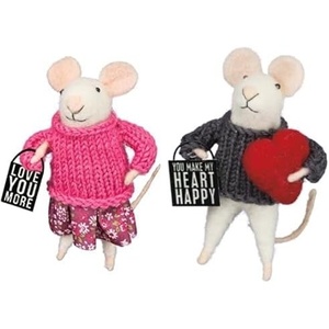 image:imagePrimitives by Kathy 33570 Love You More 4 Inches Tall Multi and 175x45 Inches Heart Happy GreyWhite Mice