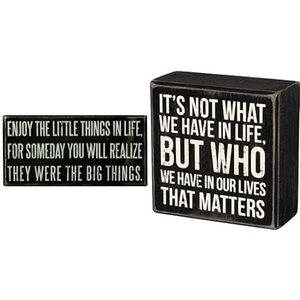 image:imagePrimitives by Kathy Box Sign Bundle  Enjoy Little Things 8 x 4Inches amp Who We Have 4 x 4Inches