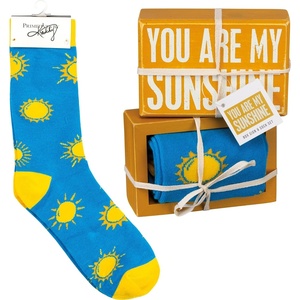 image:imagePrimitives by Kathy Decorative Box Sign amp Pair of Socks Gift Set  You are My Sunshine