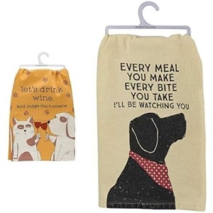 image:imagePrimitives by Kathy Dish Towel Set  Cat and Dog Design 28x28 KitchenBathroom Decor