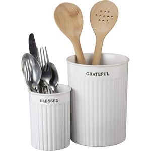 image:imagePrimitives by Kathy Grateful Stoneware Utensil Holder Set White