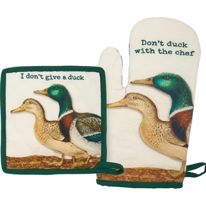 image:imagePrimitives by Kathy I Dont Give A Duck Dont Duck with The Chef Decorative Oven Mitt Potholder Set 7 x 13