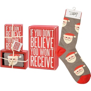 image:imagePrimitives by Kathy If You Dont Believe You Wont Receive Home Dcor Sign and Sock Gift Set