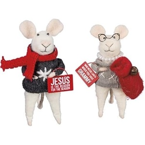 image:imagePrimitives by Kathy Jesus is The Reason for The Season and Grammy Mouse Critters Red White Charcoal and More