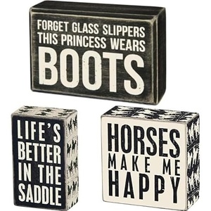 image:imagePrimitives by Kathy Princess Boots Saddle amp Horses Box Signs Bundle  45x3 3x5 4 Square
