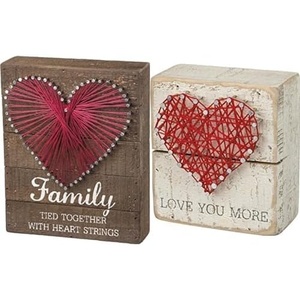 image:imagePrimitives by Kathy String Art Family Tied Together and Love You More Heart String Wooden Box Signs
