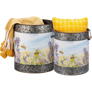 image:imagePrimitives by Kathy Watercolor Lavender Flowers amp Bumblebees Decorative Bucket Set